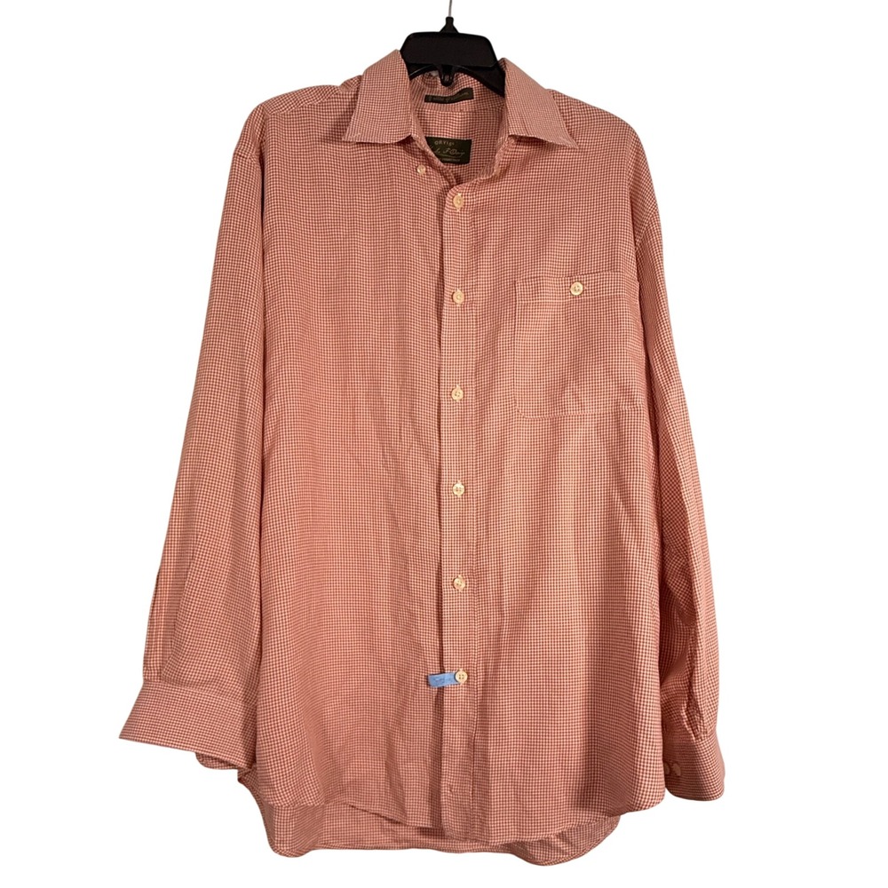 Orvis Signature Collection Mens Large Orange Micro Check Cotton Shirt Portugal